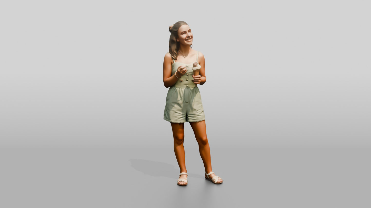 Petite Spanish Teenage Girl Holding an Ice Cream Cone