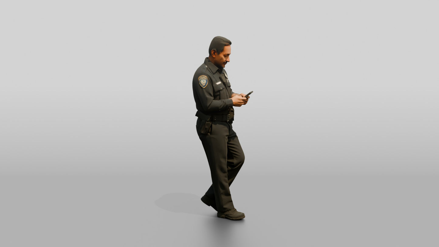 Police Officer Checking His Phone