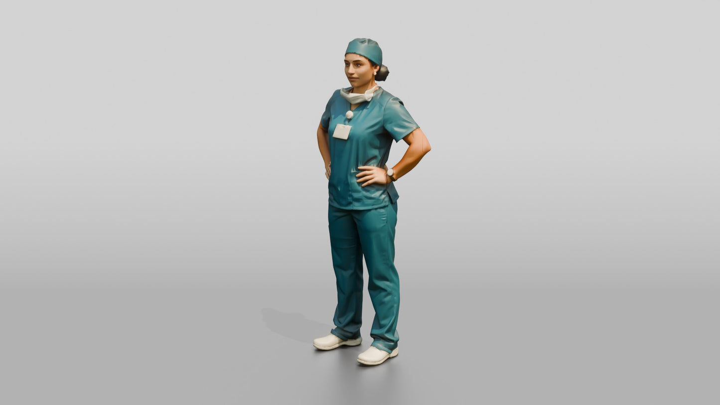 Young Hispanic Woman Doctor with Hands on Hips