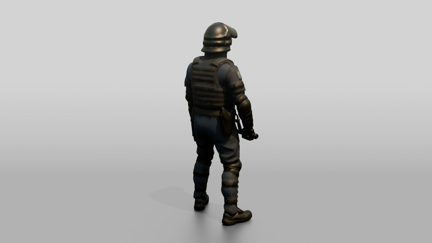 Riot Police Officers Standing at Attention