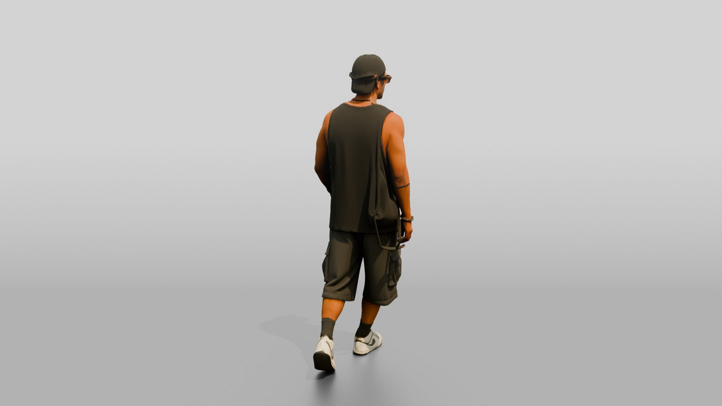 Multicultural Man Walking Casually on the Boardwalk
