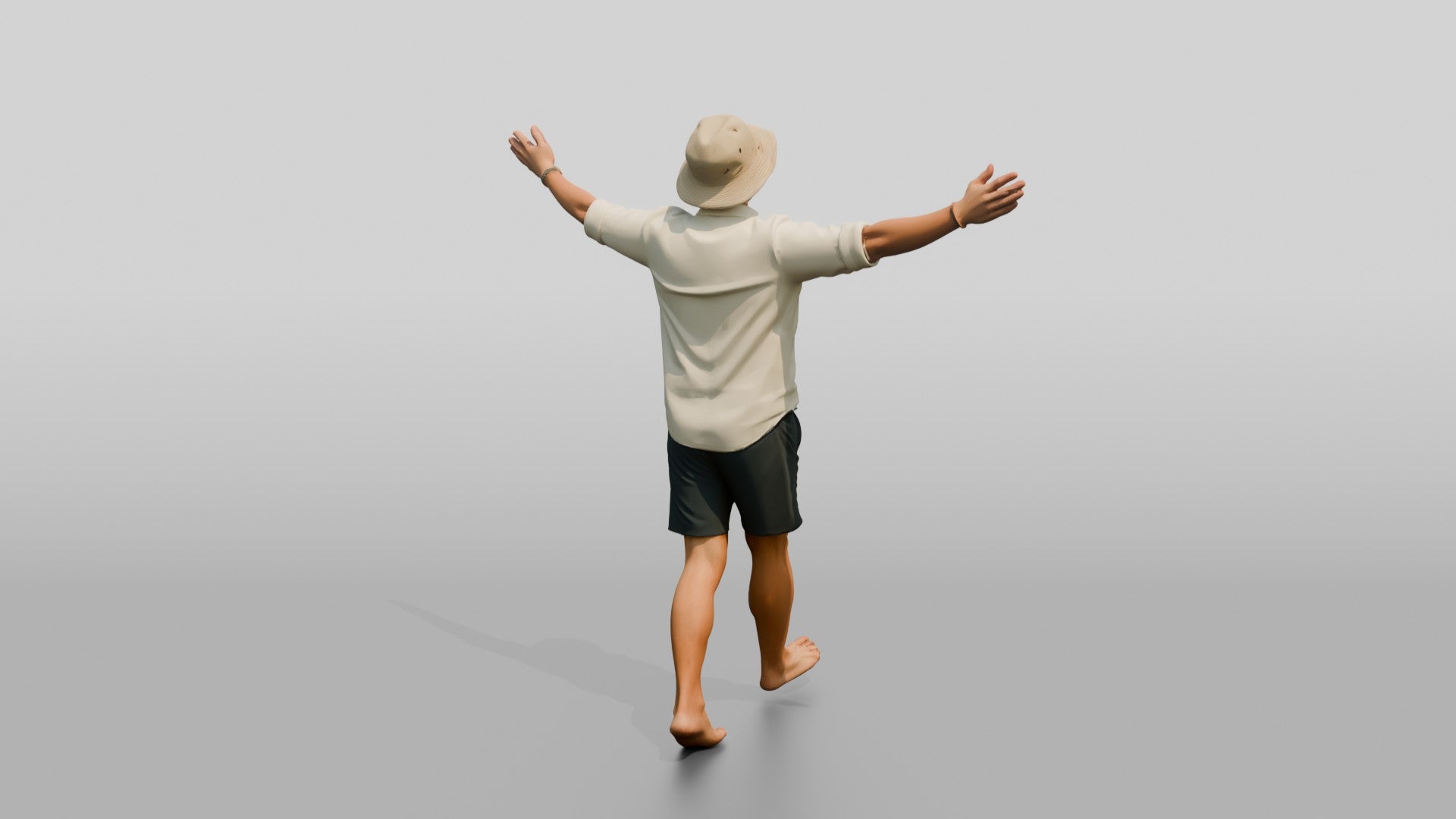 Man Stretching Arms in Ocean Breeze