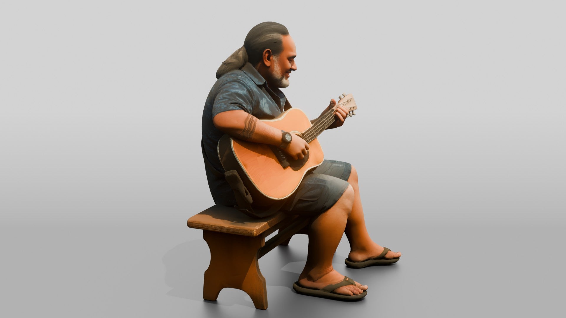 Slack-Key Guitarist Strumming Acoustic Guitar