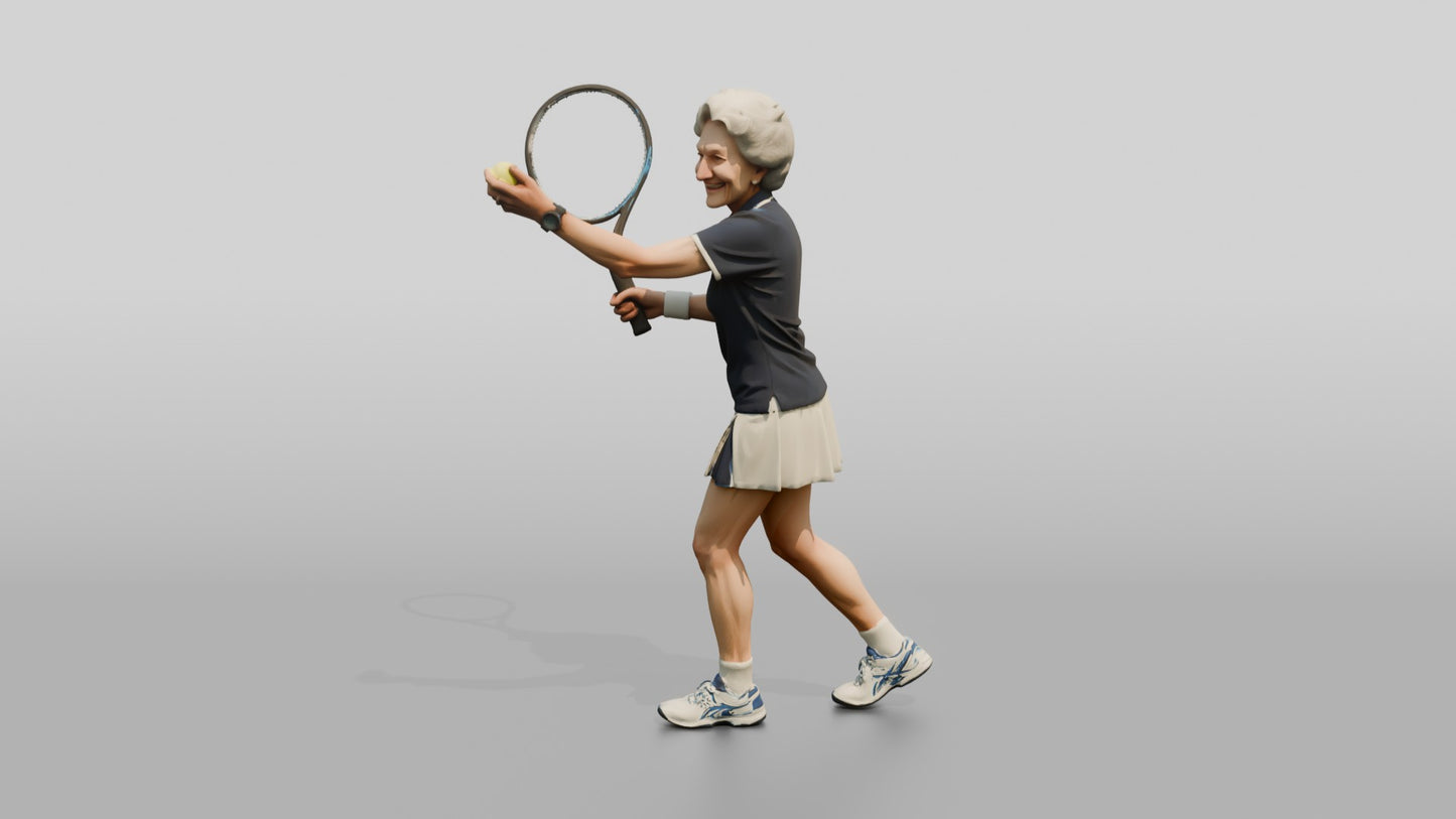 Senior Female Tennis Player Preparing to Serve