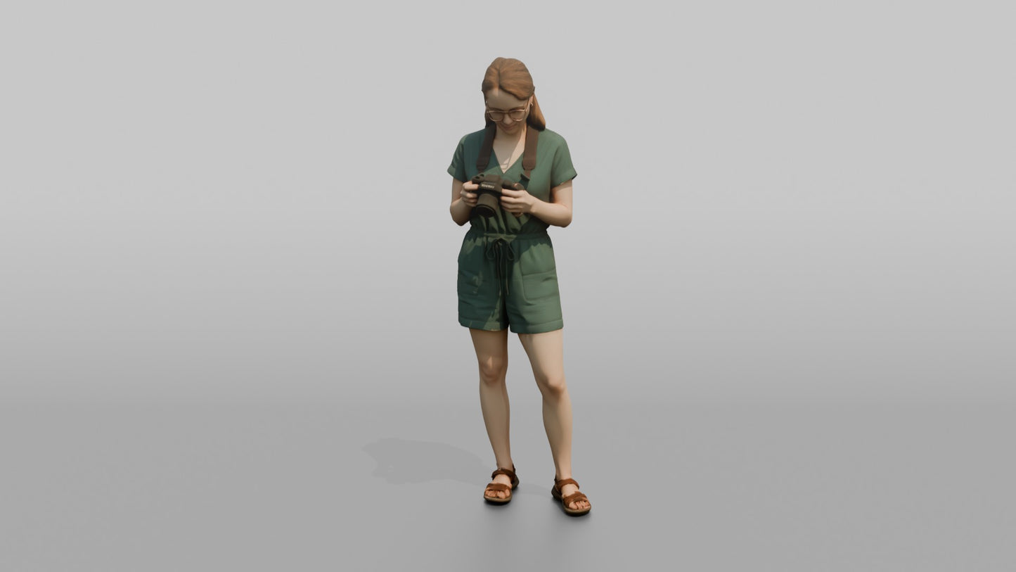 Vacationer Reviewing Captured Photos