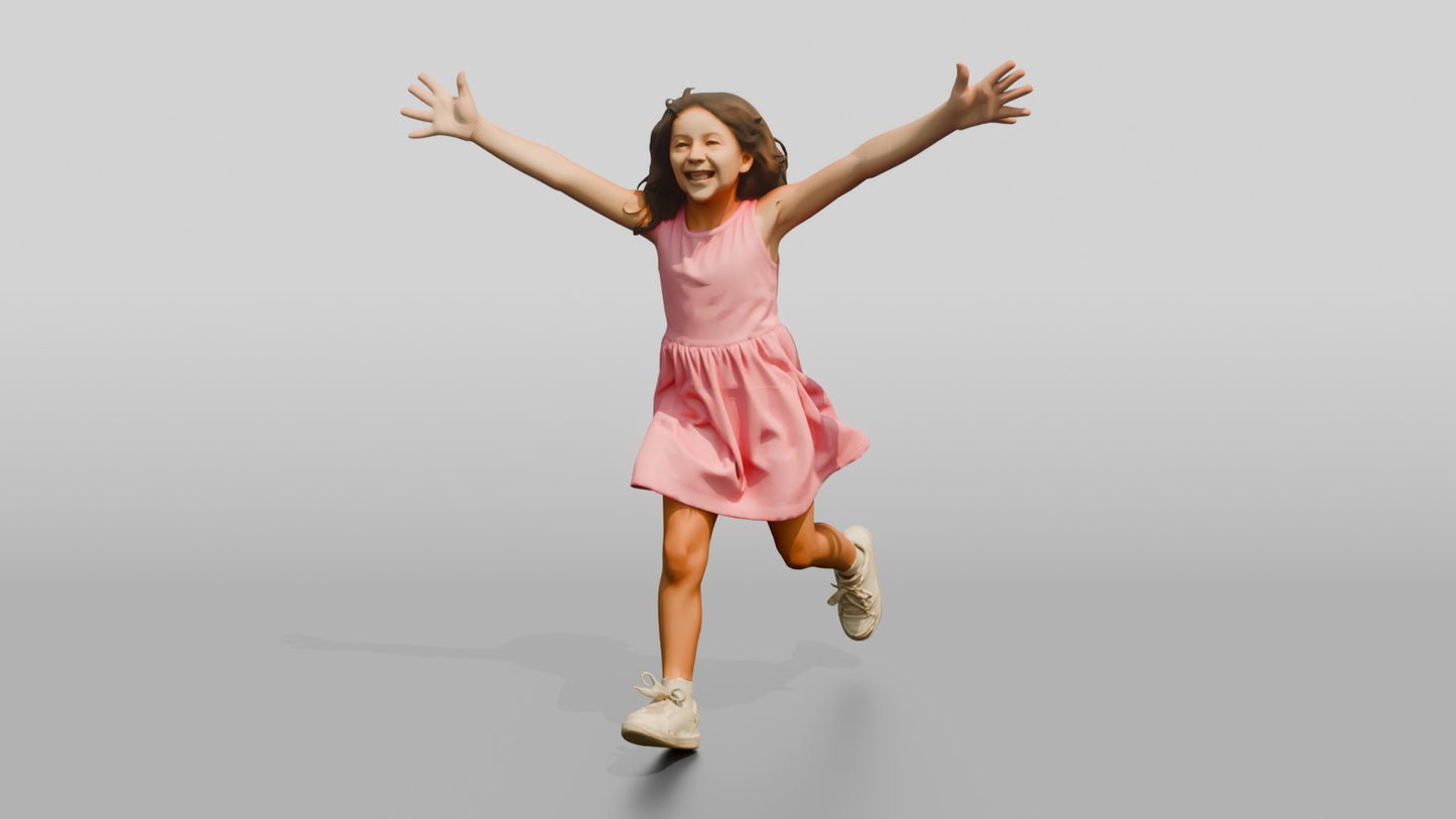 Slender Greek Girl Running with Outstretched Arms