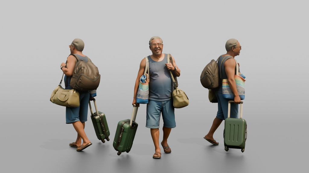 Traveler Carrying A Beach Bag