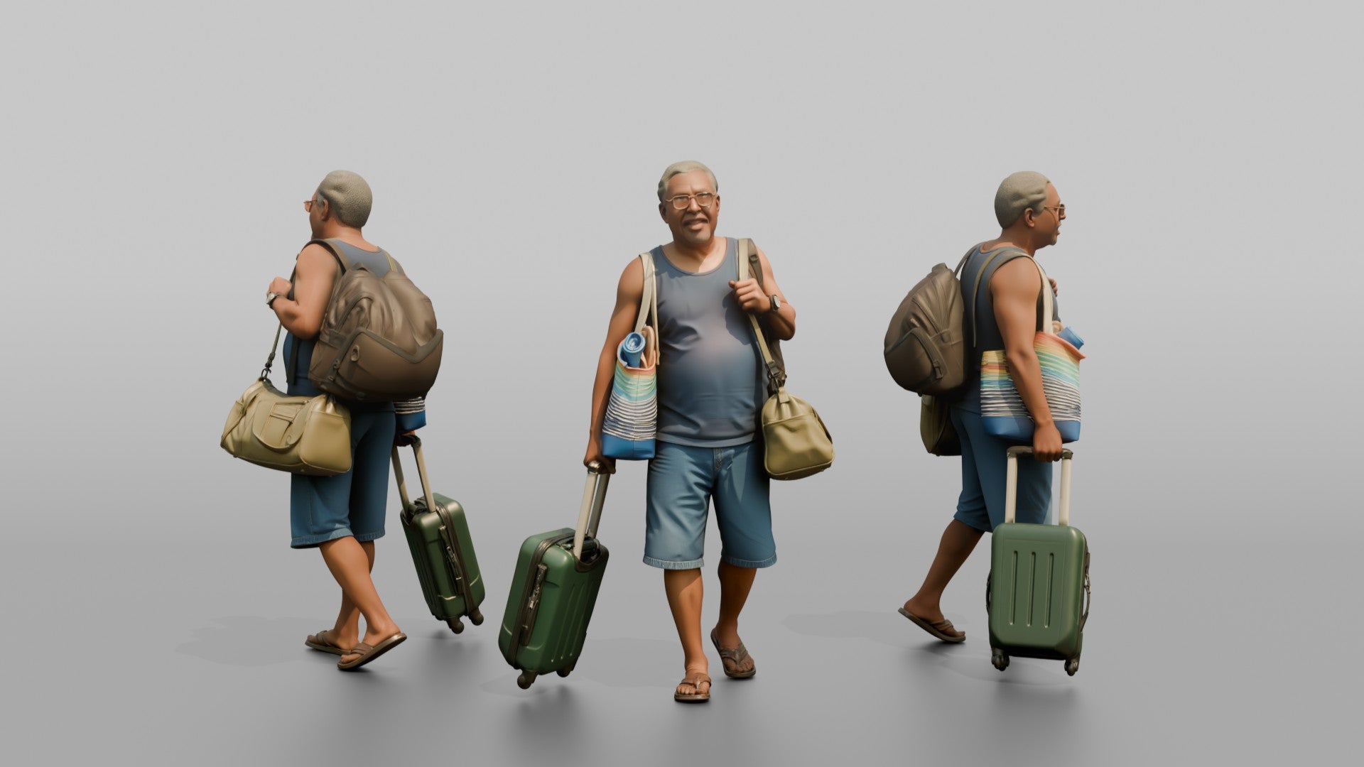 Traveler Carrying A Beach Bag