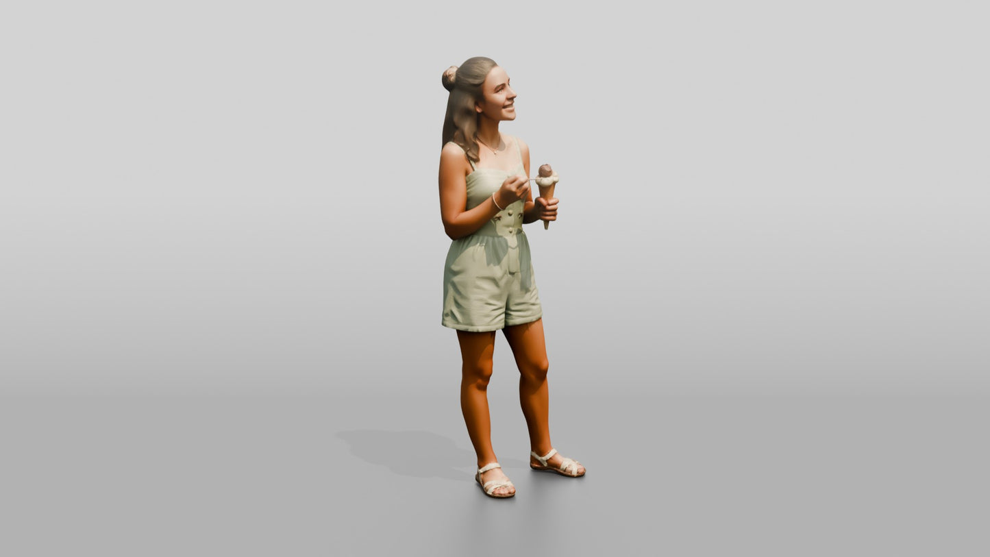Petite Spanish Teenage Girl Holding an Ice Cream Cone
