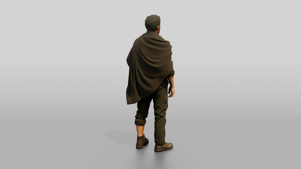 Homeless Man Wrapped in a Dark Utility Blanket