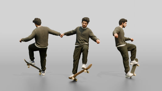 Skateboarder Man Kickflip Pose