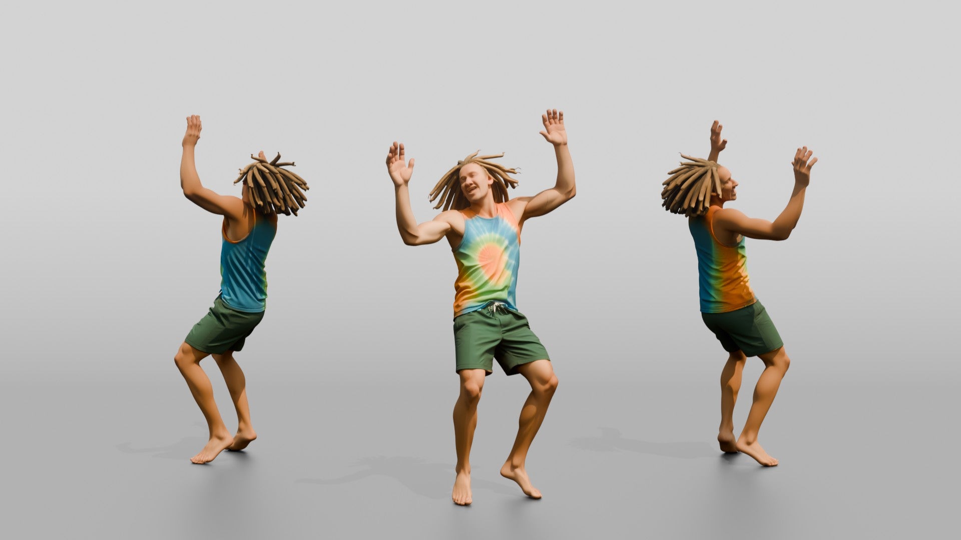 Tie-Dye Hippie Jumping with Joy