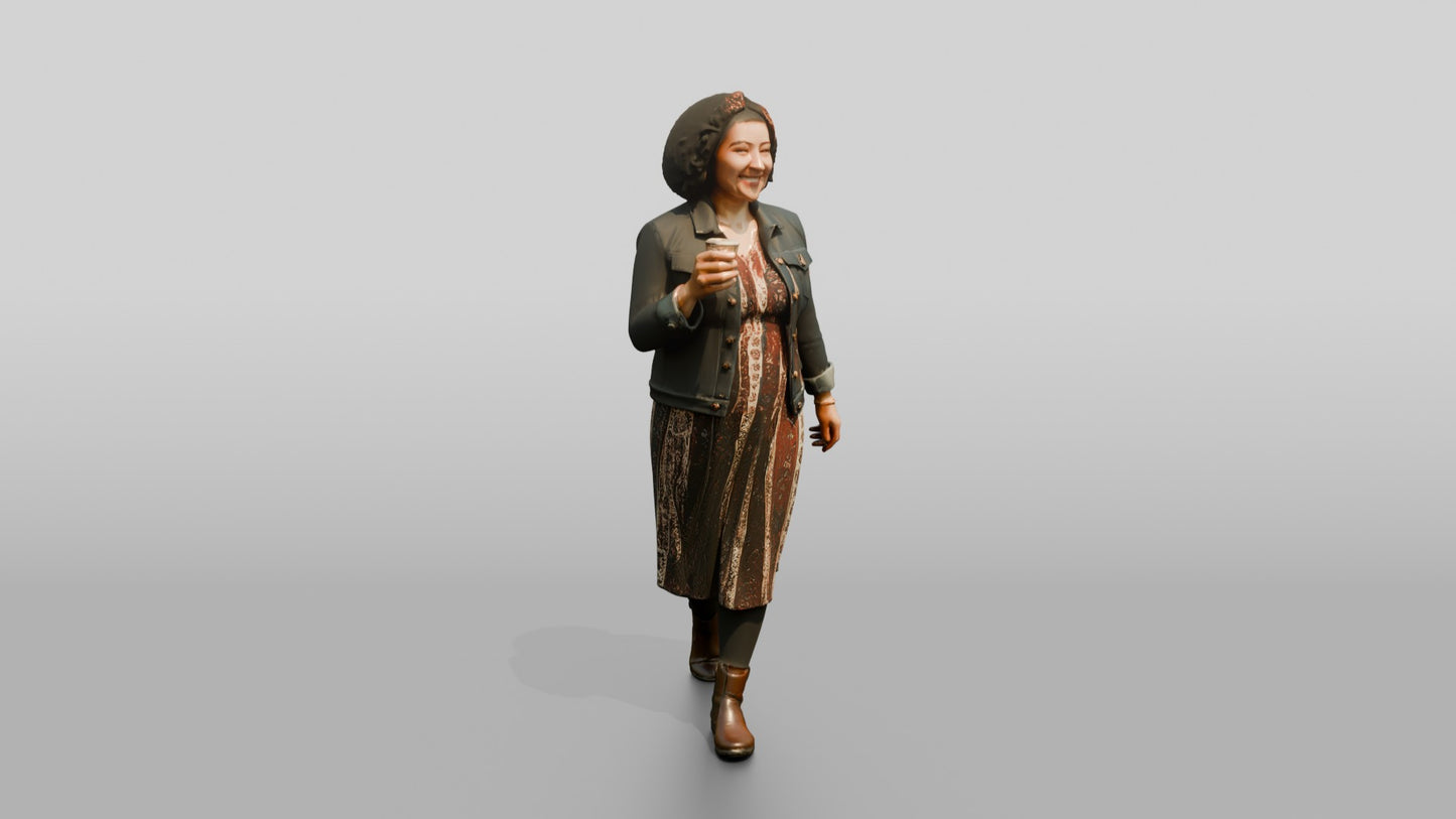 Woman Walking with Coffee Cup