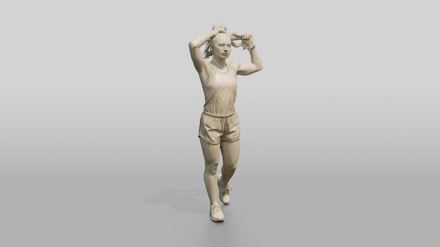 Athletic Greek Woman Tying Her Hair Back