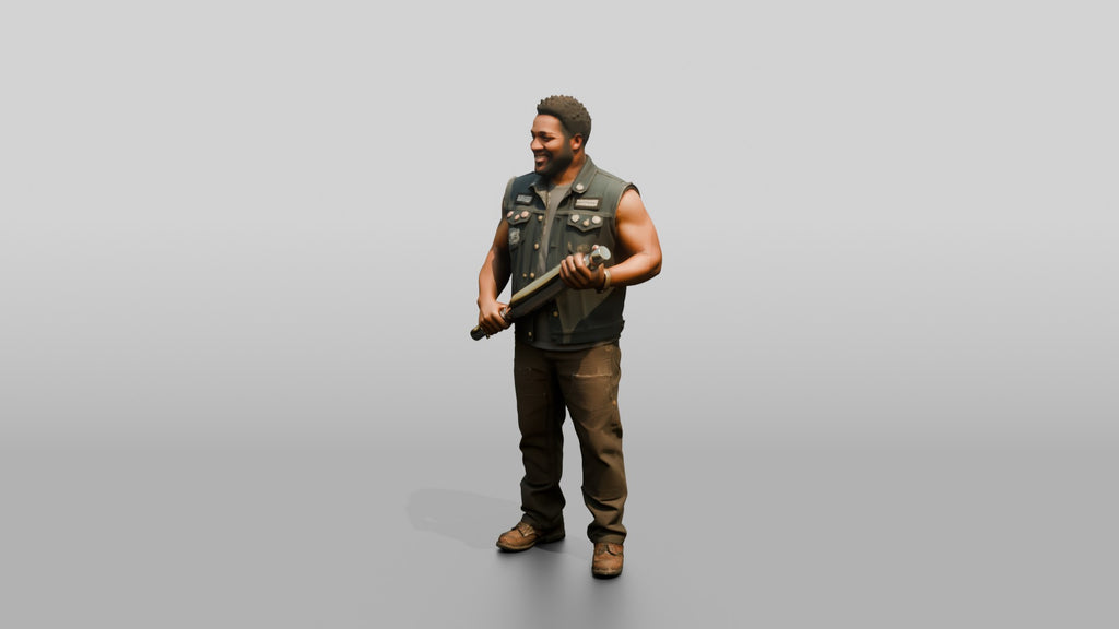 Mechanic Holding a Chrome Muffler