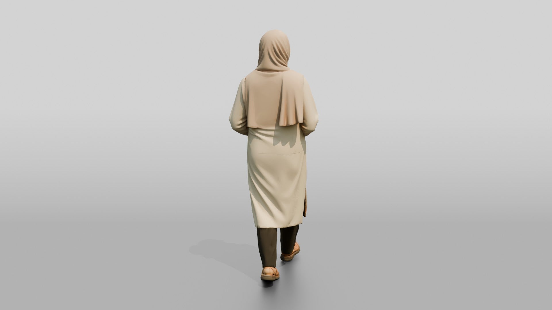 Petite Elderly Jordanian Woman in Hijab and Kaftan