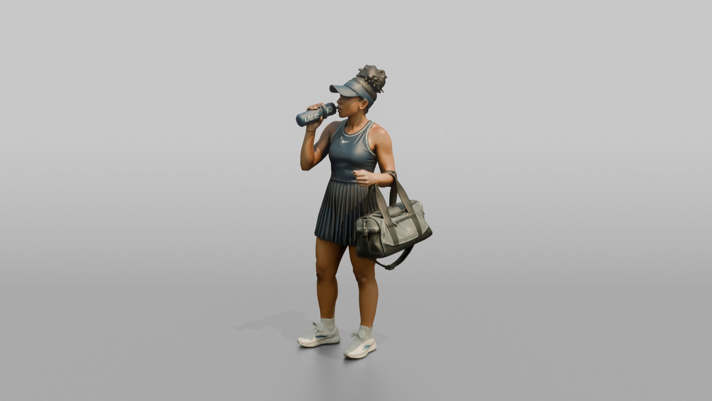 Vacationer Wearing Athletic Tennis Dress And Visor