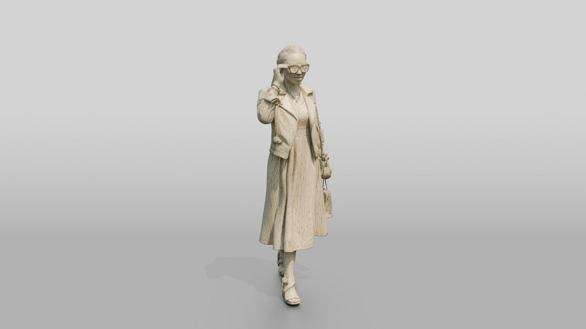 Stylish African Woman in a Leather Jacket and Print Dress - wireframe topology preview