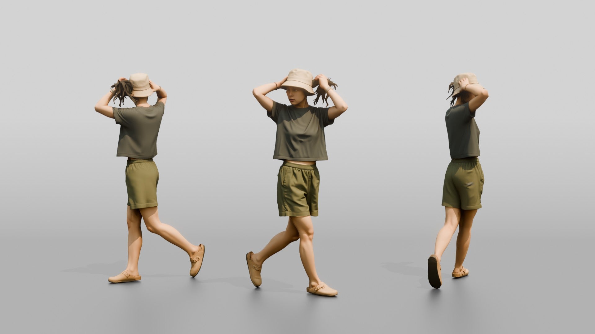 Woman Tying Back Her Hair