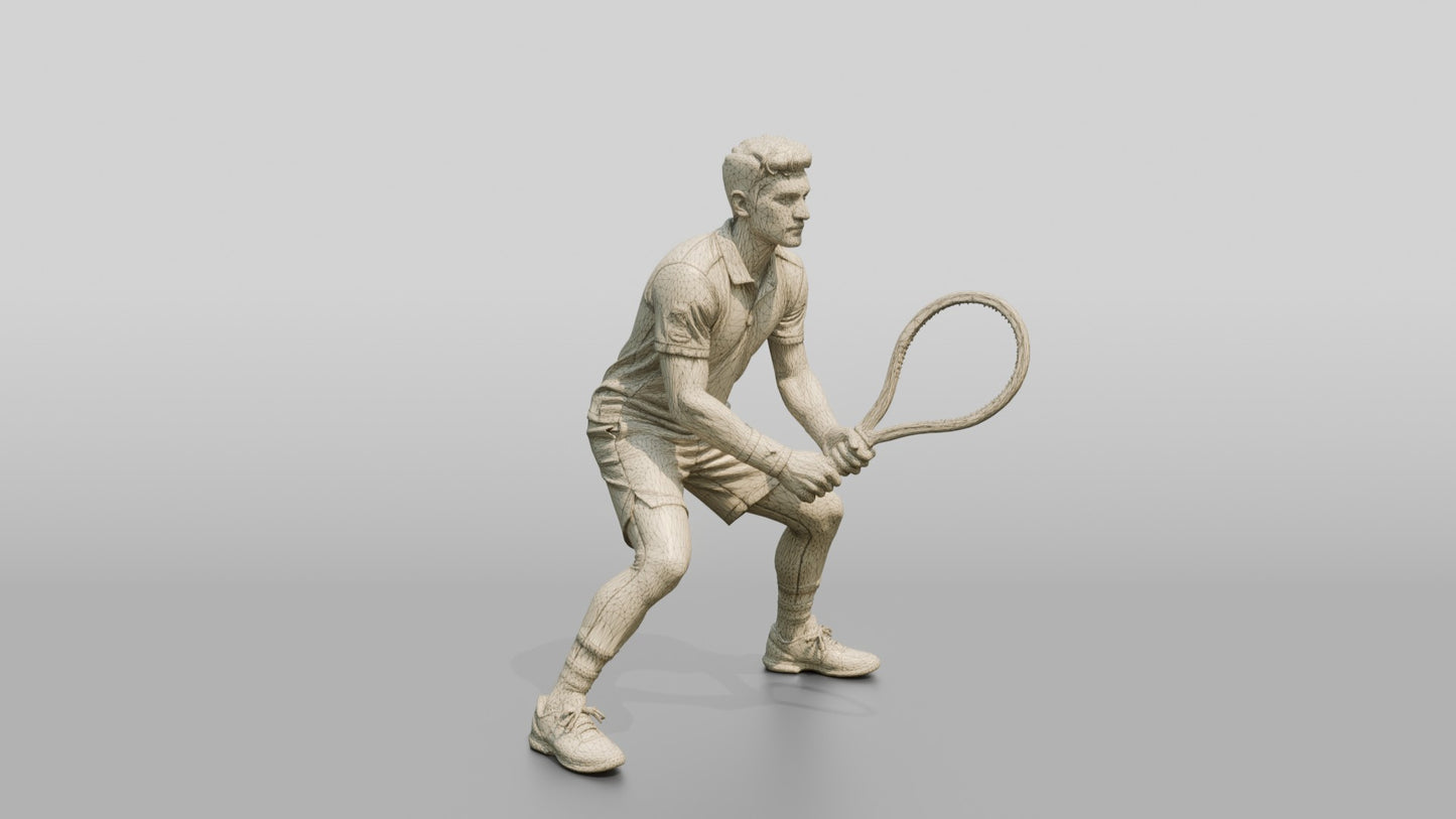 Male Tennis Player Leaning In with Focus