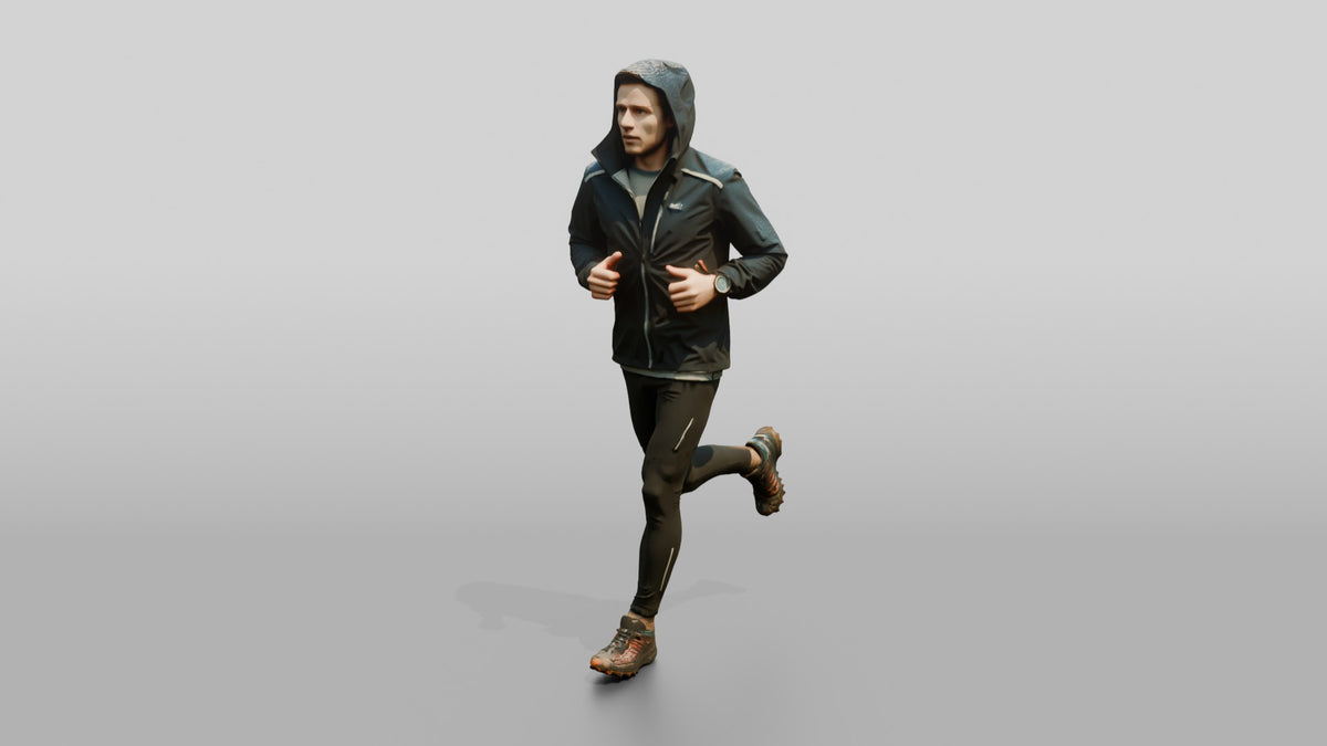 White Man Jogging Through the Park - 3D character model, view 4