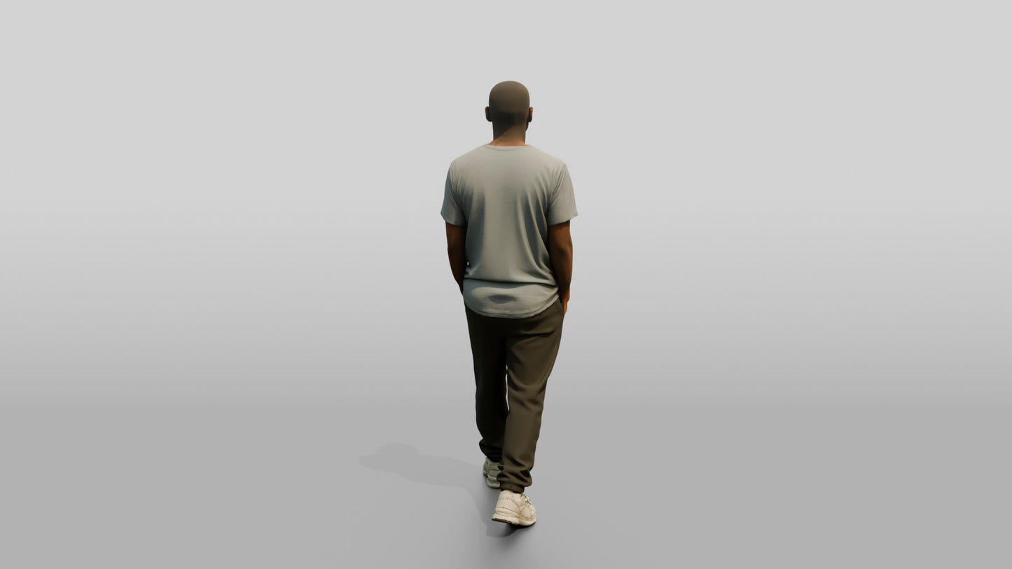 Black Male Prisoner in Black Joggers and a Grey T-shirt