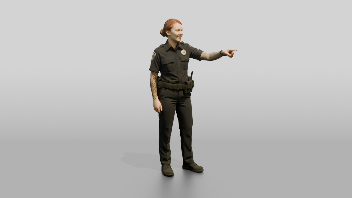 Tattooed Female Police Officer Pointing