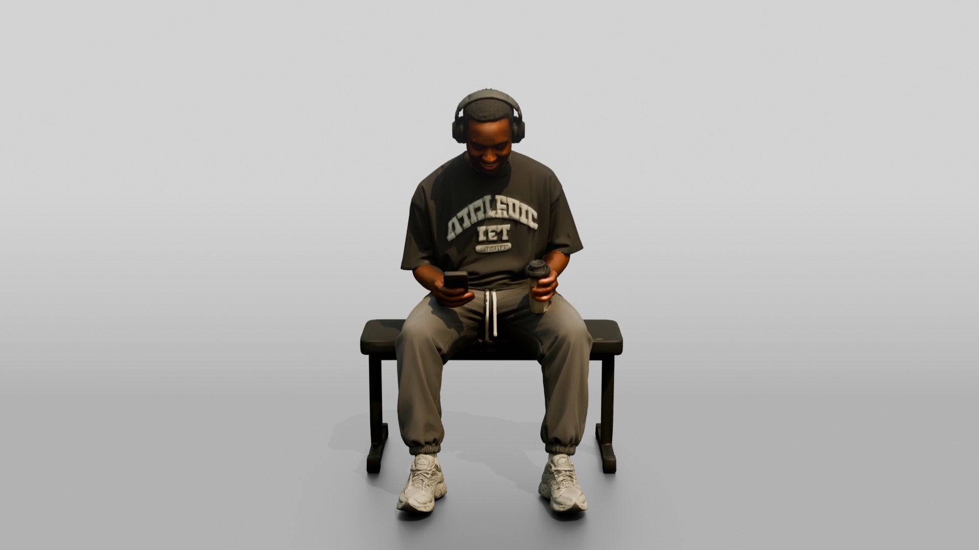 Man Sitting with Shaker and Headphones