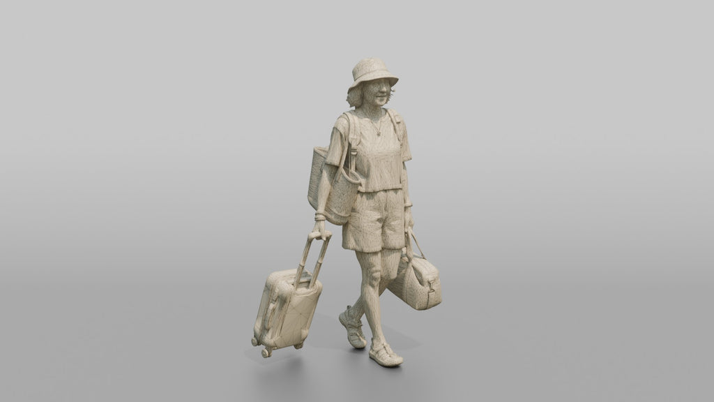 Traveler Carrying A Beach Bag