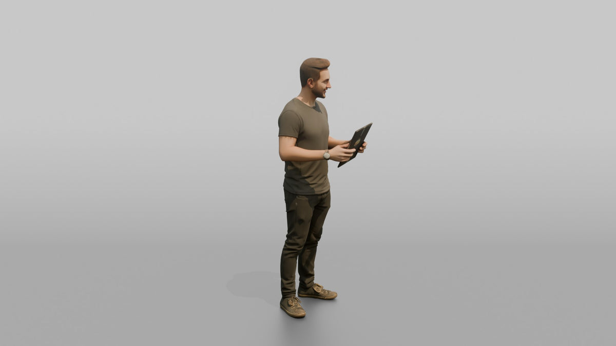Club DJ Man Holding A Vinyl Record - 3D character model, view 2