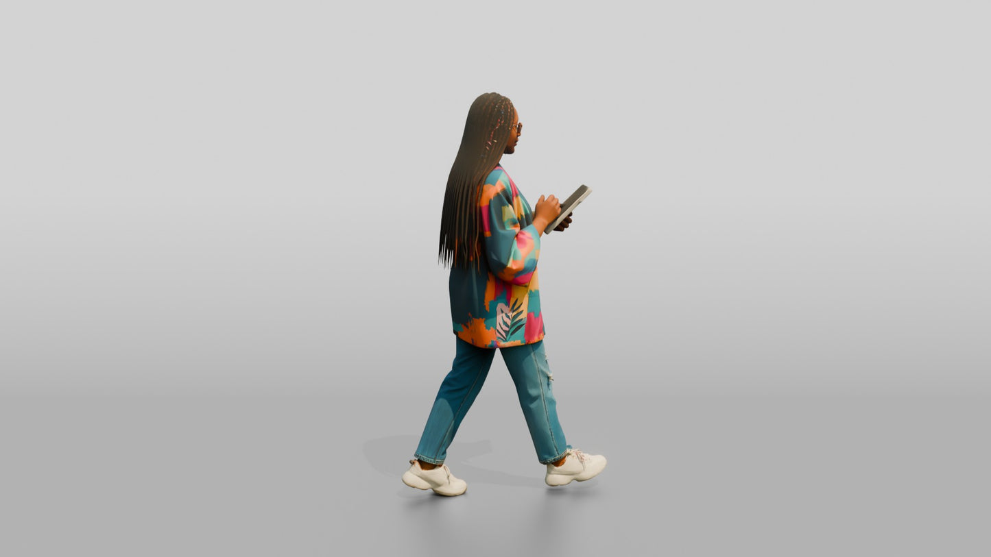 Businesswoman Walking with a Tablet