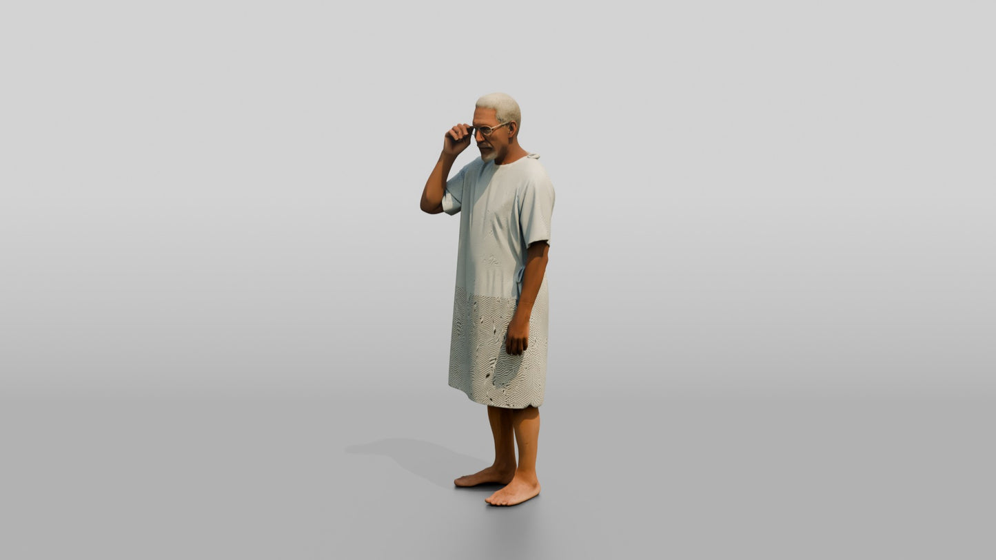 Elderly Man Patient Adjusting His Glasses