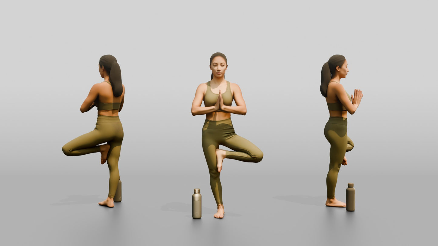 Tree Pose Woman Prayer Hands