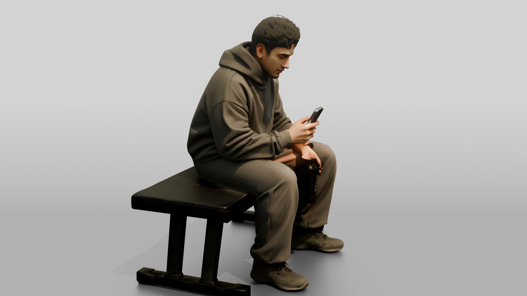 Man Sitting with Protein Shaker