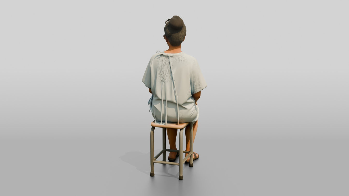 Woman Patient Sitting on a Stool