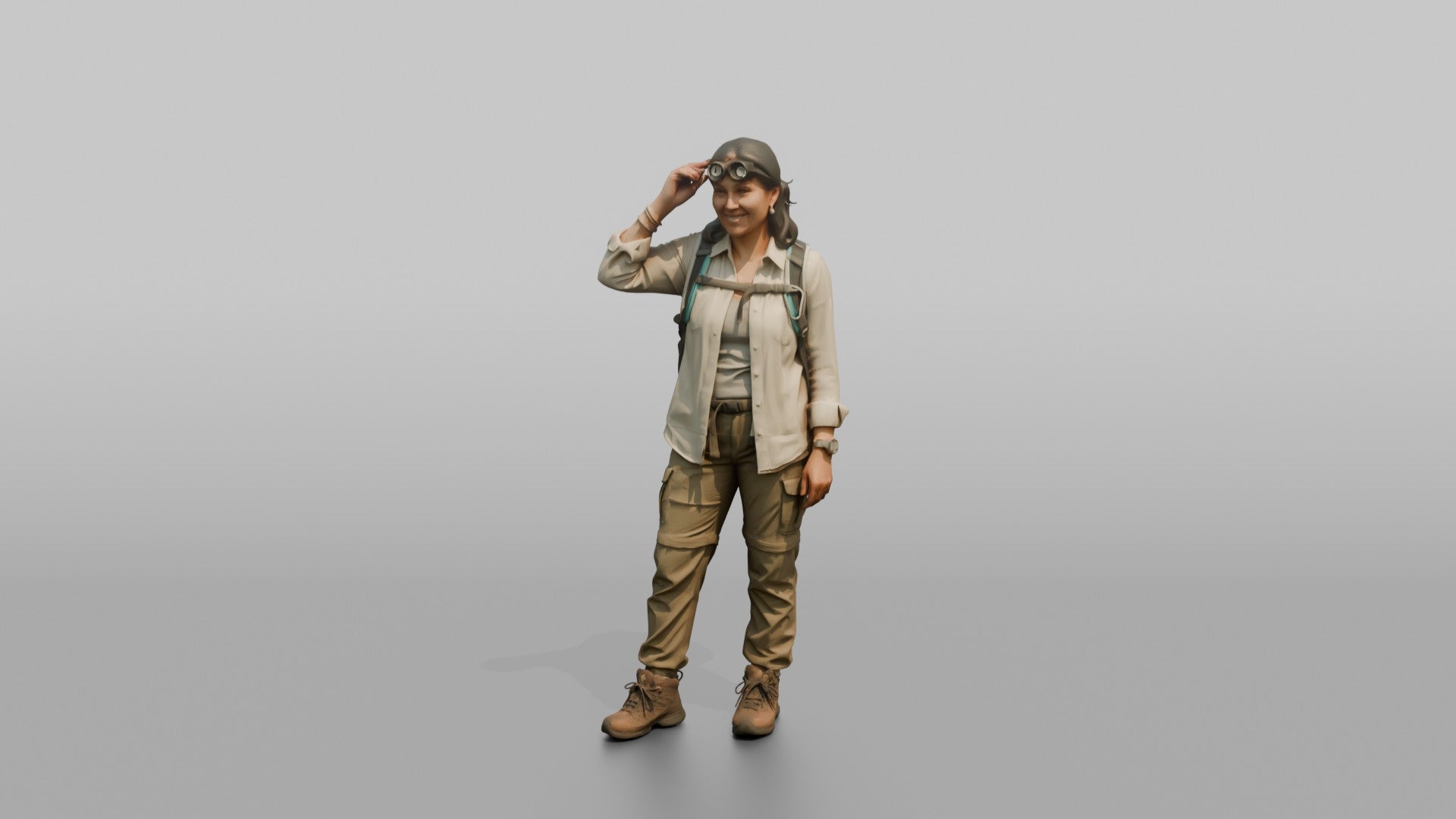 Hiker Adjusting Her Sunglasses