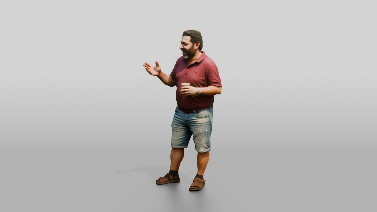Plus-Size Maltese Man Laughing During a Conversation