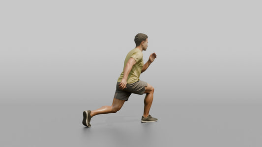 Bodyweight Athlete Man In A Deep Bodyweight Lunge - 3D character model