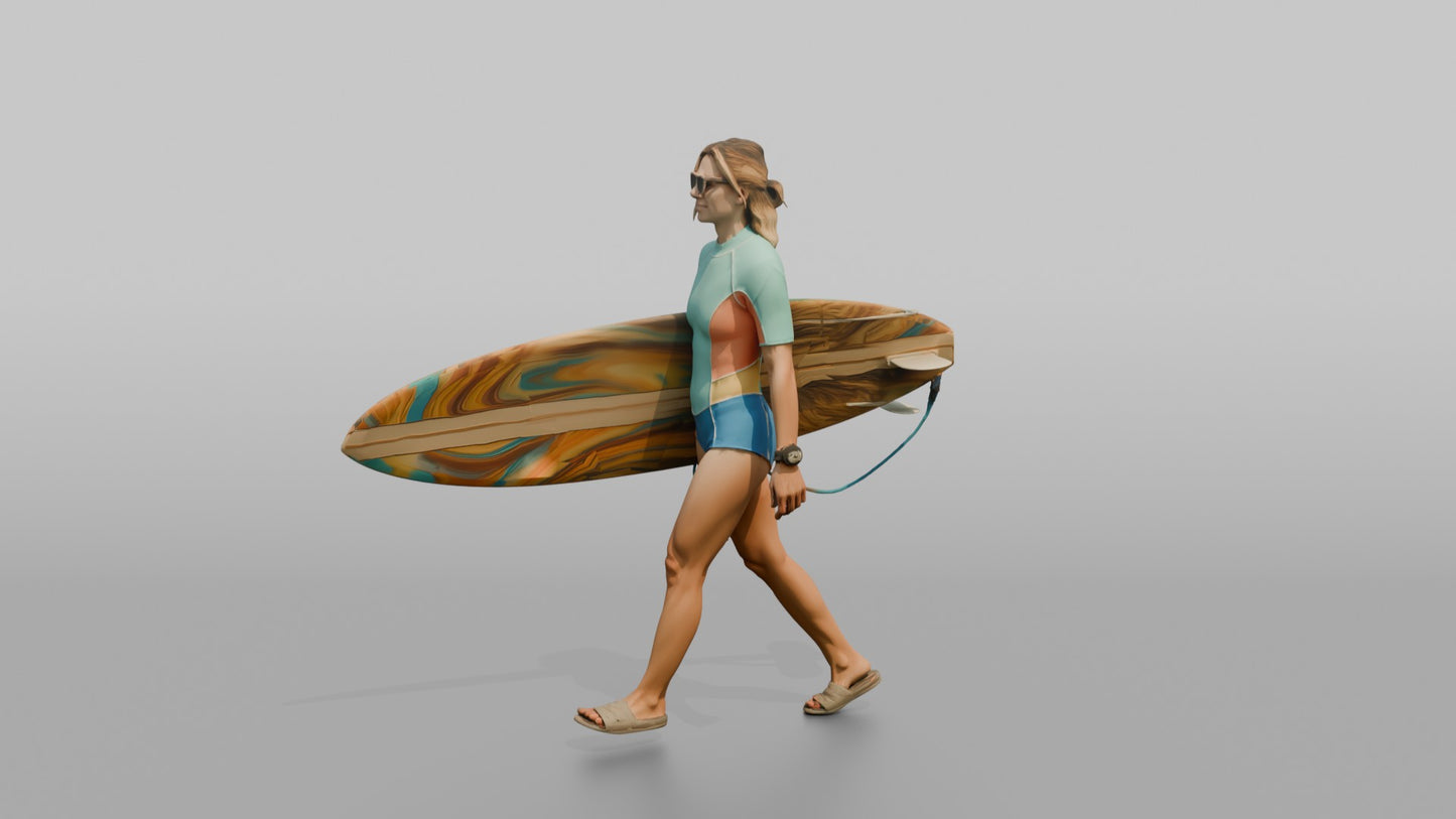 Surfer Walking Gracefully in a Wetsuit
