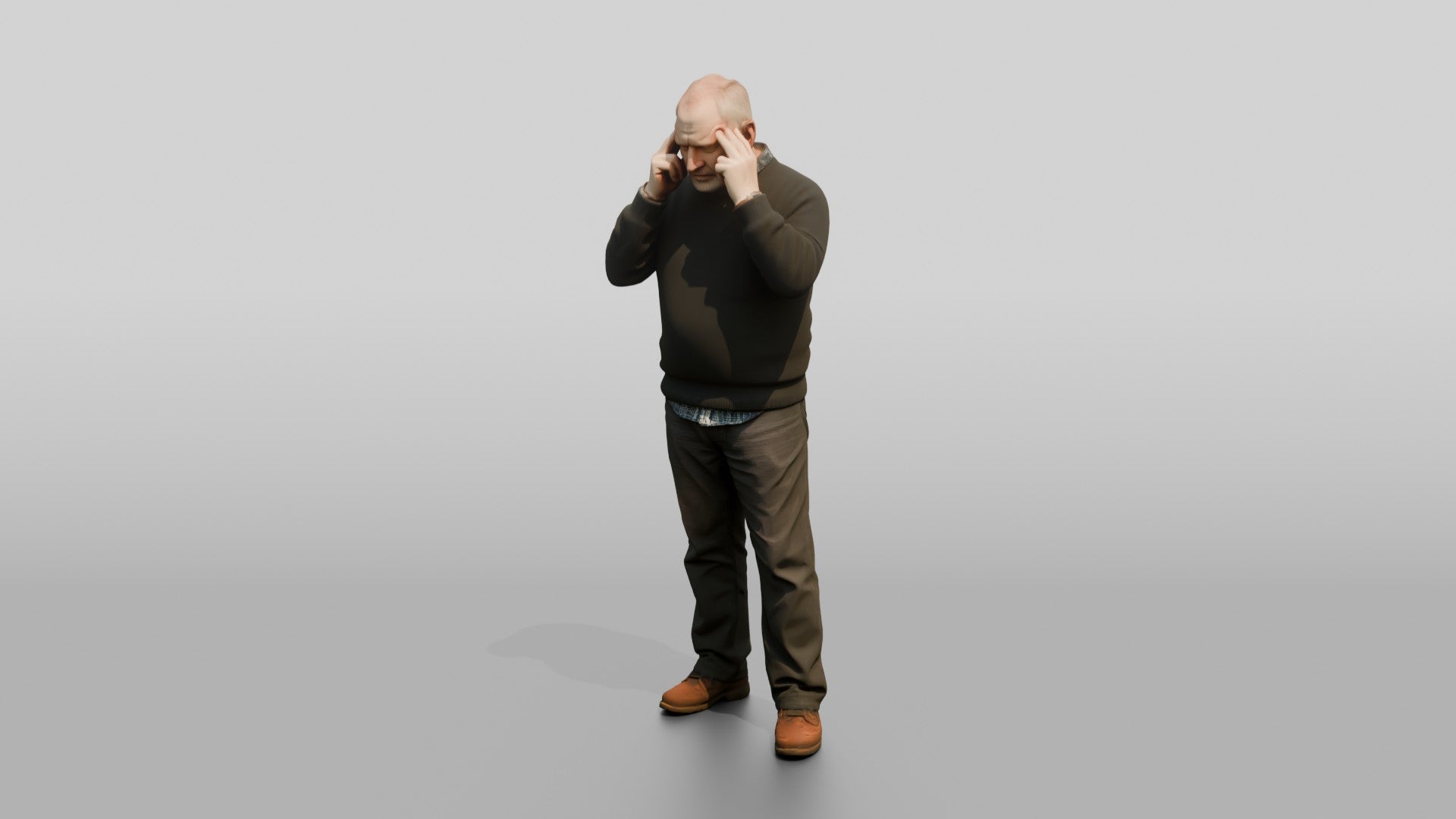 Homeless Man Looking Thoughtful While Rubbing His Temples
