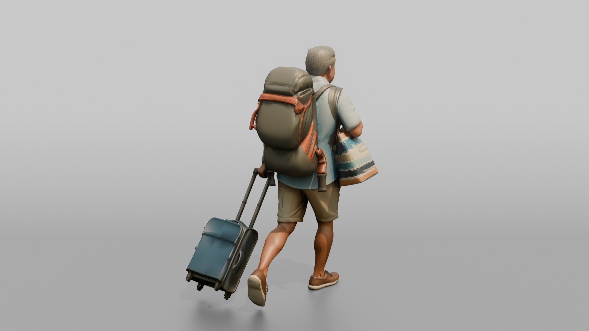 Traveler Jogging Late For A Flight