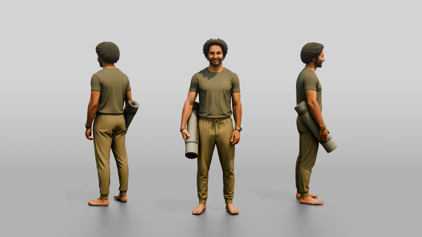 Standing Man Holding Yoga Mat