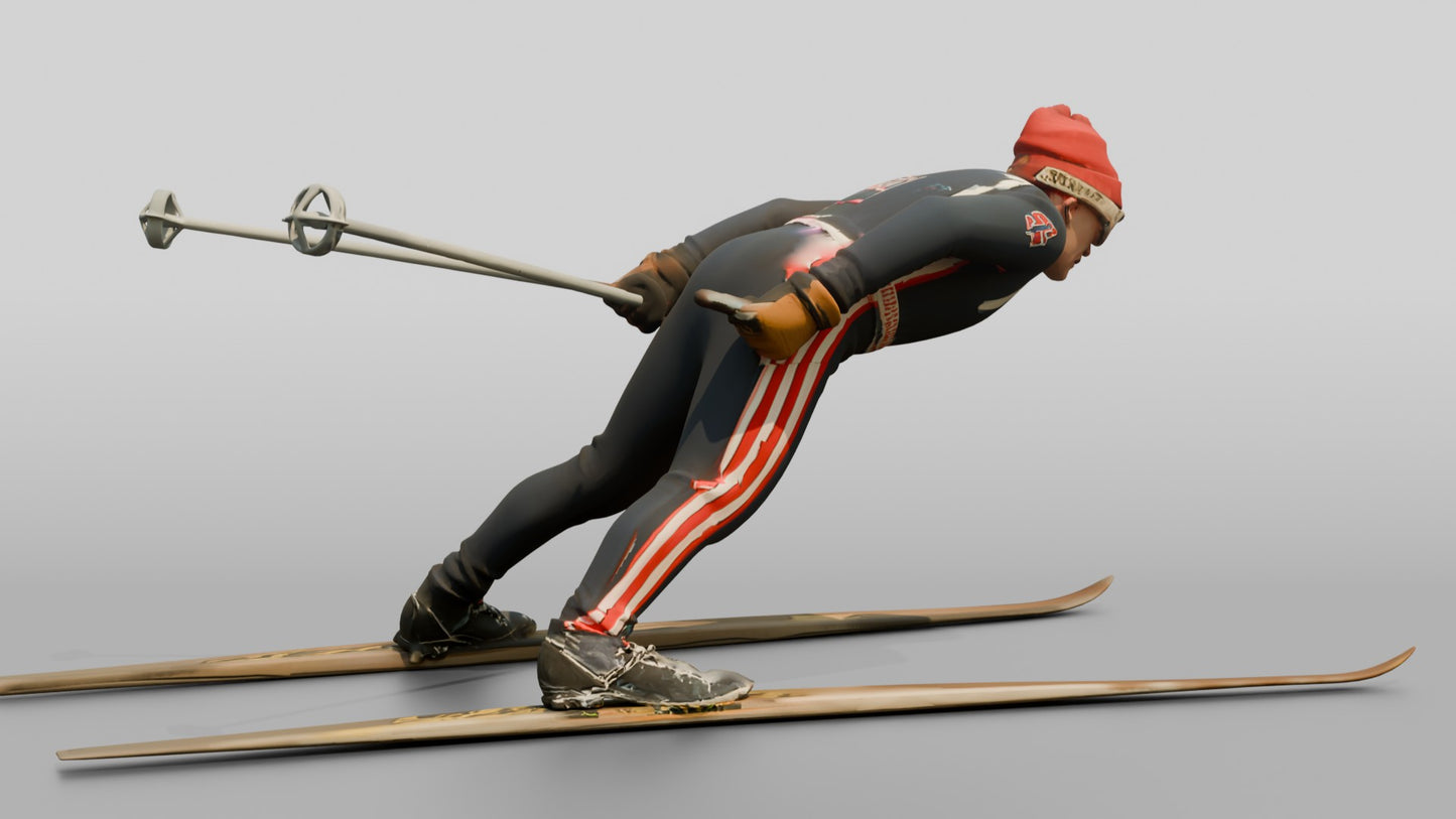 Elderly Norwegian Man Ski Jumping