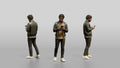 Stylish African Man Texting in a Leather Bomber Jacket