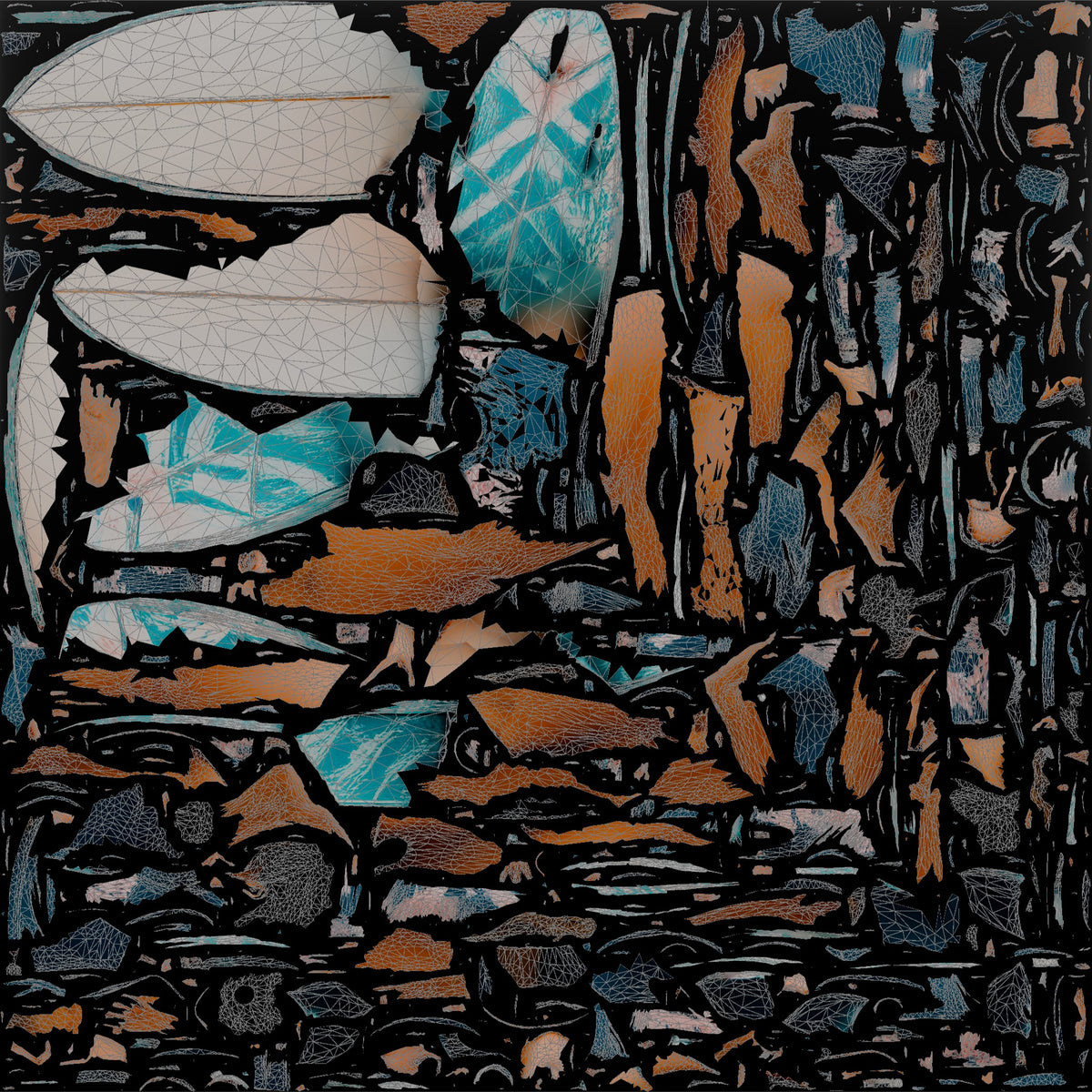 Woman Carrying Surfboard Toward the Waves - UV layout, base color map