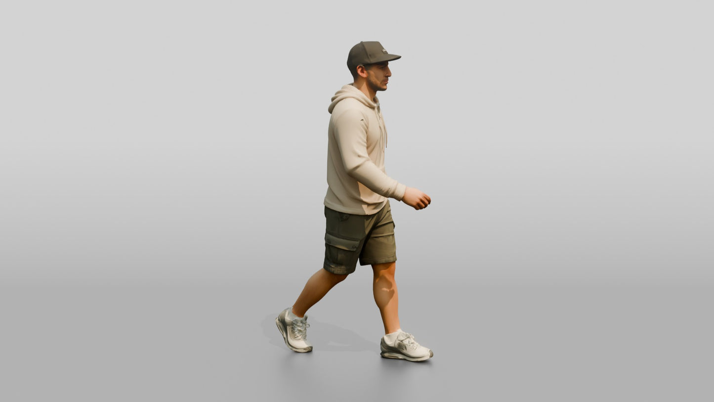 Latino Man Walking Focused on the Boardwalk