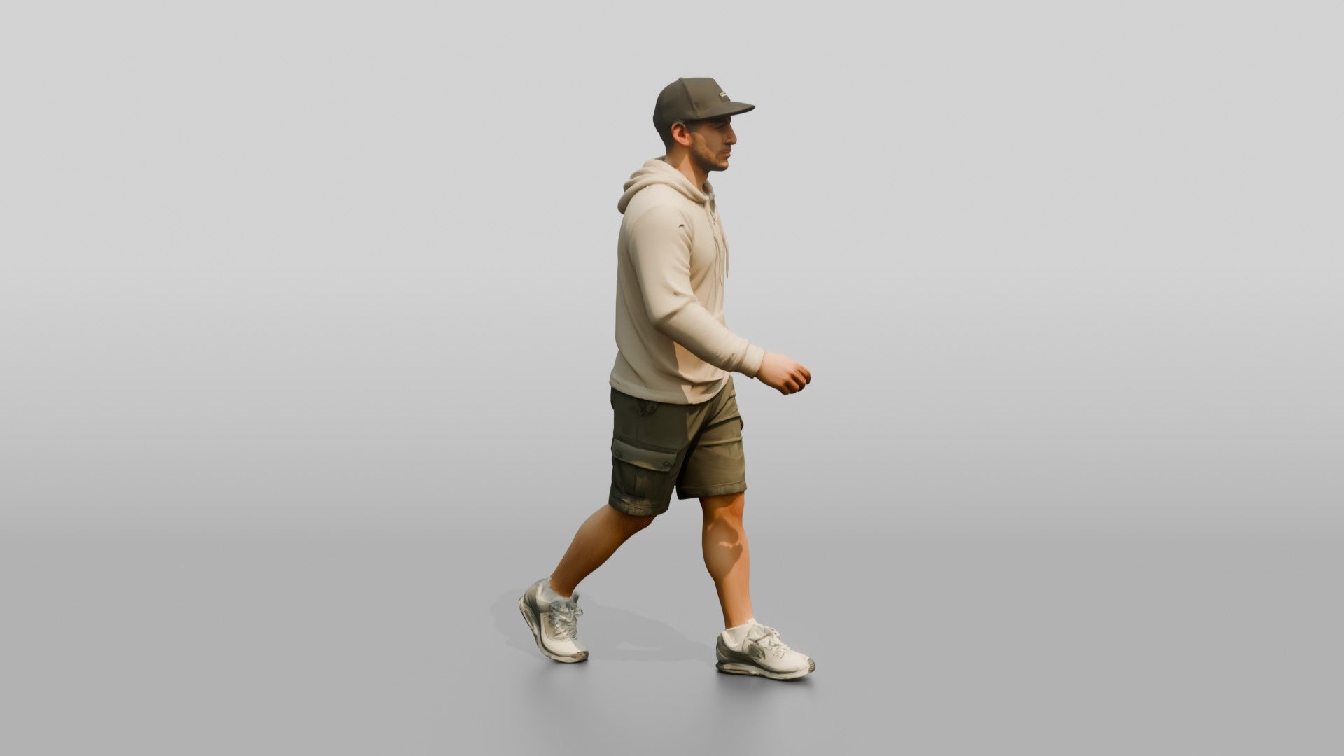 Latino Man Walking Focused on the Boardwalk