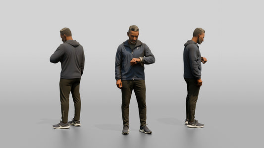Black Man Checking His Watch in Windbreaker
