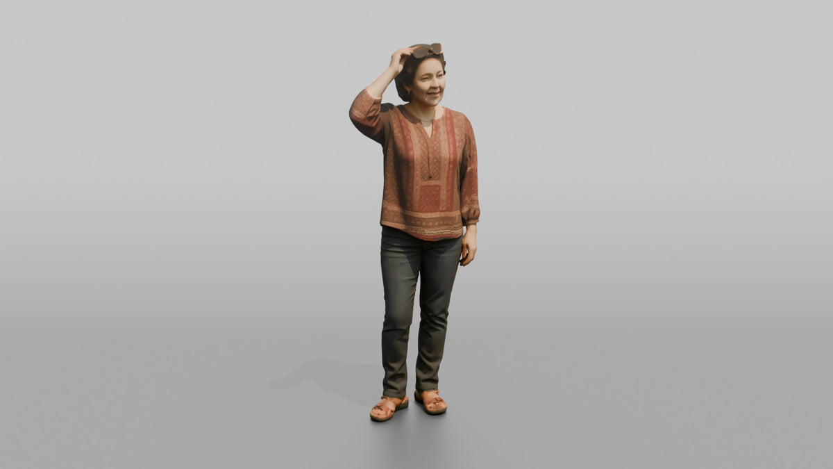 Mother Adjusting Sunglasses On Top Of Her Head - 3D character model
