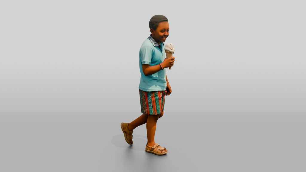 Young African Boy Holding an Ice Cream Cone